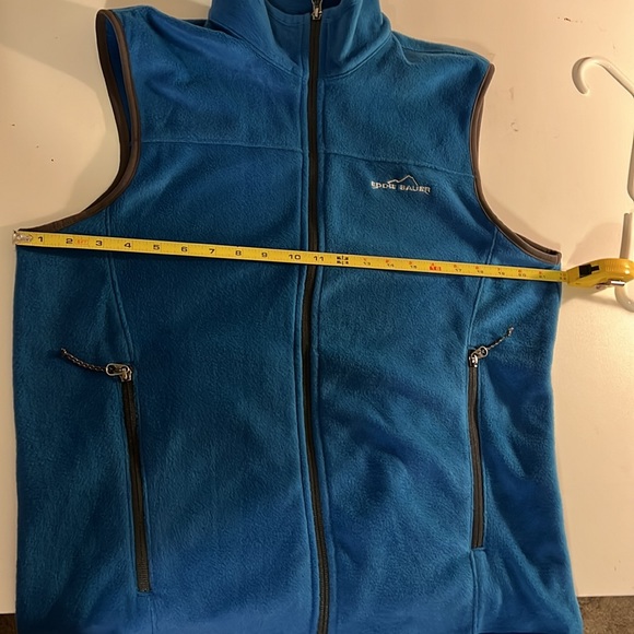 Eddie Bauer Men’s Blue Full Zip Fleece Vest two zipper pocket Size Medium. - Picture 9 of 10